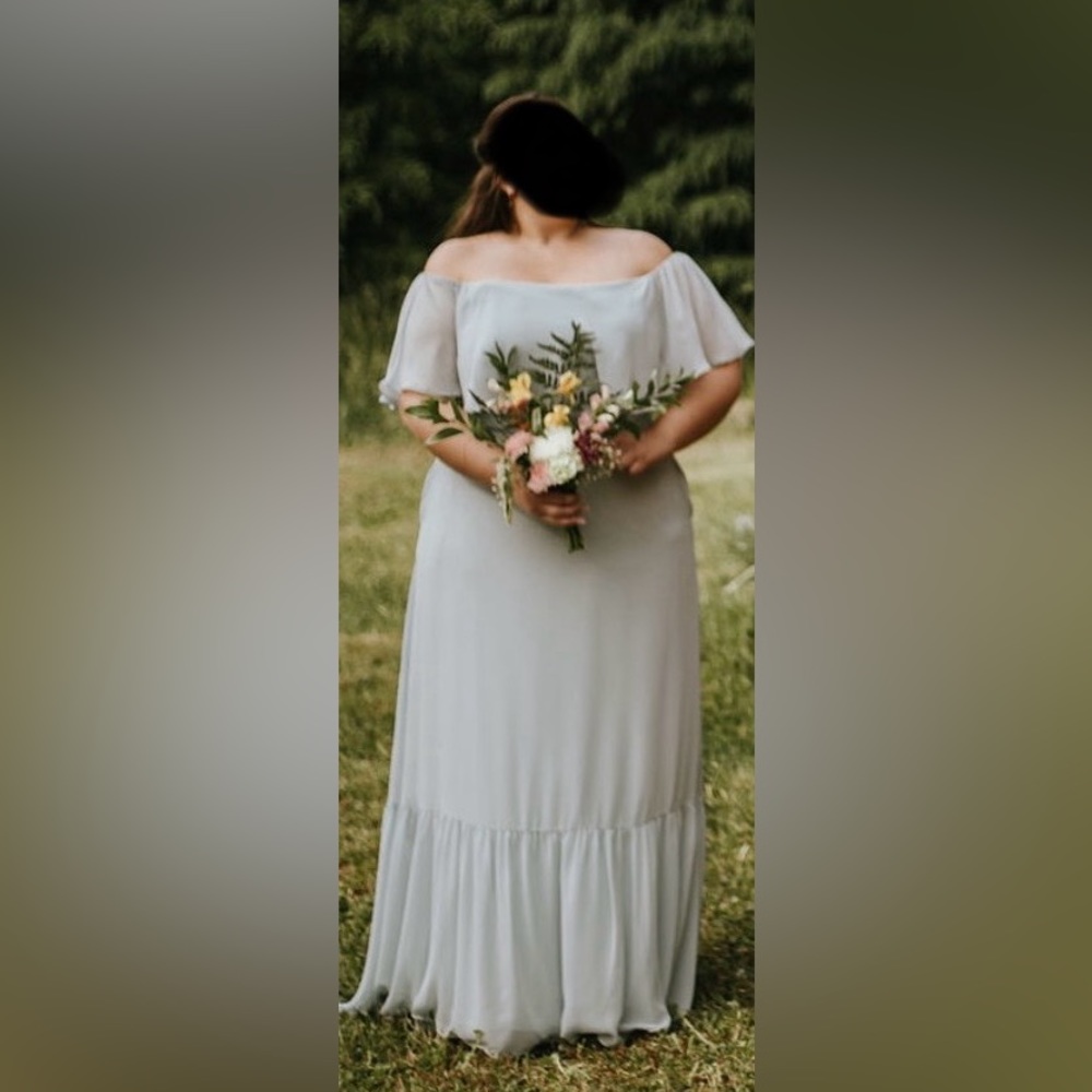 Morilee Sea Glass (Light Blue) Bridesmaid Dress, Off the Shoulder, Maxi, Aline